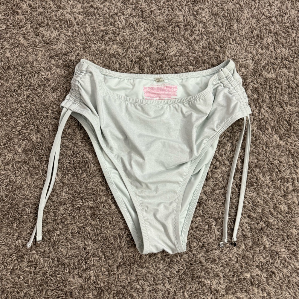 Victorias Secret Light Blue Shimmer High Rise Swim Bottoms, XL